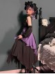 Halloween Black Purple Color Matching Special-Shaped Collar Irregular Oversized Hem Gothic Lolita Dress