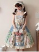 Squirrel Market Series Retro Pastoral Style Lace Bow Decoration Patchwork Skirt Sweet Lolita Sleeveless Dress