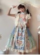 Squirrel Market Series Retro Pastoral Style Lace Bow Decoration Patchwork Skirt Sweet Lolita Sleeveless Dress