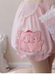 Little Monster Series Pink Doll Collar Lace Trim Cartoon Patch Decoration Sweet Lolita Shirt Bib shorts Suit