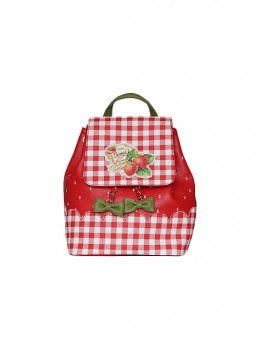 Strawberry Picnic Series Hand-painted Printing Collage Contrasting Color Butterfly Suction Buckle Drawstring Design Sweet Lolita Portable Backpack
