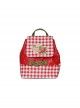 Strawberry Picnic Series Hand-painted Printing Collage Contrasting Color Butterfly Suction Buckle Drawstring Design Sweet Lolita Portable Backpack