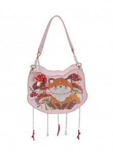 Little Fox Series Exquisite Embroidery Pearl Chain Decorative Mushroom Pendant Hanfu Handbag