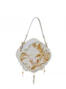 Exquisite Phoenix Pattern Embroidery Pearl Chain Decoration Hanfu Antique Handbag