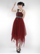 Chinese Style Han Element Red Print Irregular Hem Design Tassel Decoration Simple Hanfu Sleeveless Dress