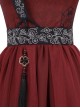 Chinese Style Han Element Red Print Irregular Hem Design Tassel Decoration Simple Hanfu Sleeveless Dress