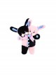 Kawaii Fashion Cute Double Heads Black And Pink Bunny Plush Doll Bag