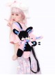 Kawaii Fashion Cute Double Heads Black And Pink Bunny Plush Doll Bag