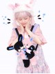 Kawaii Fashion Cute Double Heads Black And Pink Bunny Plush Doll Bag