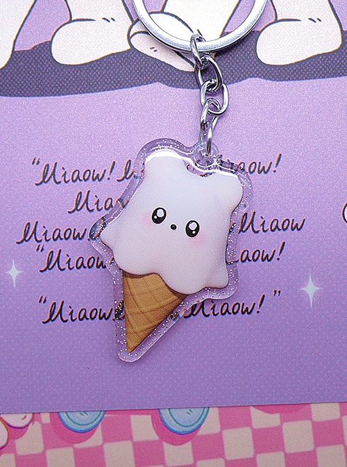 Kawaii Fashion Little Bear Ghost Series Ice Cream Cone Bear Keychain