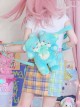 Mint Cute Quirky Kawaii Fashion Two Headed Teddy Bear Plush Doll Bag Crossbody