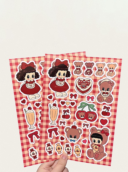 Kawaii Fashion Cherry Bears Cute Waterproof Decrorational Stickers