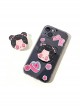 Kawaii Fashion Cute Girl With Buns Pink Plaid Retro Pop Socket Mobile Phone Holder