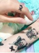 Green Black Skeleton Bear With Wilthered Butterfly Wings Waterproof Kawaii Fashion Long-Lasting Cute Spooky Cartoon Tattoo Stickers