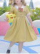 Yellow Plus Size Kawaii Fashion Embroidered Sanrio Pompompurin Sailor Collar Short Sleeves Japanese Schoolgirl Uniform JK Seifuku Dress