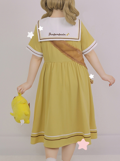Plus Size Sailor Collar Kawaii Fashion Sanrio Melody Pompompurin Japanese JK Nanchatte Seifuku Short Sleeves Dress
