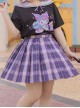 Kawaii Fashion Plus Size Blue Sanrio Cinnamoroll Japanese Schoolgirl JK Seifuku 48CM Pleated Plaid Skirt