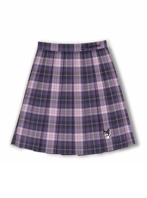 Kawaii Fashion Plus Size Blue Sanrio Cinnamoroll Japanese Schoolgirl JK Seifuku 48CM Pleated Plaid Skirt