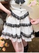 Love Confession Series Kawaii Fashion Layered White Black Lace-Trim Tiered Ruffle Skirt