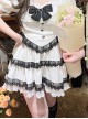 Love Confession Series Kawaii Fashion Layered White Black Lace-Trim Tiered Ruffle Skirt