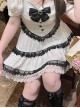 Love Confession Series Kawaii Fashion Layered White Black Lace-Trim Tiered Ruffle Skirt