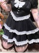 Love Confession Series Kawaii Fashion Layered White Black Lace-Trim Tiered Ruffle Skirt