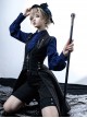 Black And Blue Series Lolita Ouji Fashion Metal Chain Cross Pendant Lace-Up Back Tailcoat Vest