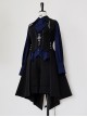 Black And Blue Series Lolita Ouji Fashion Metal Chain Cross Pendant Lace-Up Back Tailcoat Vest