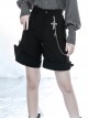 Crimson Shadow Series Retro Black Ouji Fashion Lolita Asymmentrical Rolled Hem Straight Fit Suit Shorts