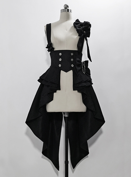 Rabbit Theater Series Jacquard Version Female Black Lolita Ouji Fashion Shoulder Straps Waist Cincher Underbust Dress