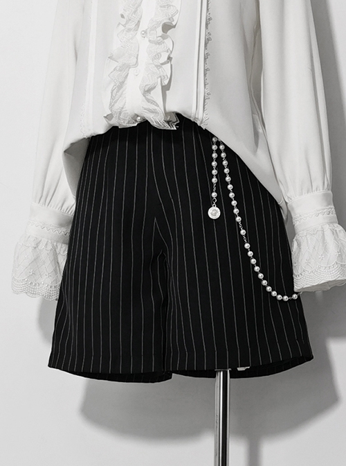 Rabbit Theater Series Jacquard Version Black Lolita Ouji Fashion Striped Suit Shorts