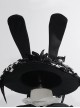 Rabbit Theater Series Black White Rabbit Ear Jacquard Version Lolita Ouji Fashion Black Bow knots Lace Wide Brim Hat