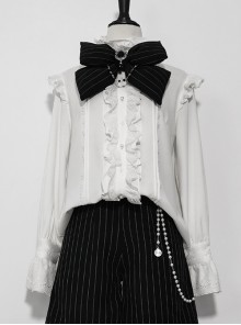 Rabbit Theater Series Victorian Long Sleeves Jacquard Version Lolita Ouji Fashion Poet Sleeves White Ruffled Shirt