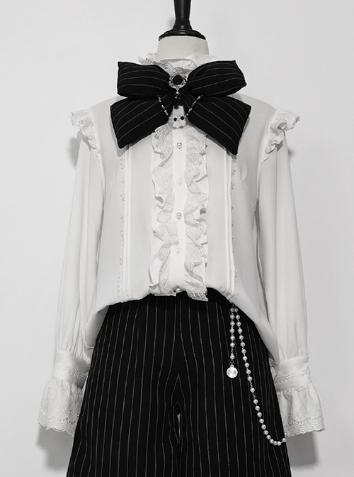 Rabbit Theater Series Victorian Long Sleeves Jacquard Version Lolita Ouji Fashion Poet Sleeves White Ruffled Shirt