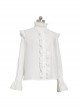 Rabbit Theater Series Victorian Long Sleeves Jacquard Version Lolita Ouji Fashion Poet Sleeves White Ruffled Shirt