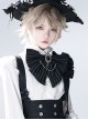 Rabbit Theater Series Jacquard Version Lolita Ouji Fashion Version B Metallic Chains Striped Cotton-Filled Black Bowknot Decoration Brooch