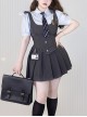 School Flower Policewoman Series College Style Pure Color Binding Band Fish Bone Slim Fit Kawaii Fashion Sleeveless Vest