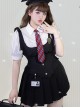 School Flower Policewoman Series College Style Pure Color Binding Band Fish Bone Slim Fit Kawaii Fashion Sleeveless Vest