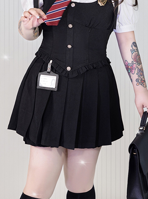 School Flower Policewoman Series College Style Simple Daily All-Match Kawaii Fashion Pleated Skirt