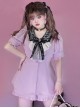 Landmine Series Black Lace Lapel Puff Sleeve Design Binding Band Adjustment Summer Kawaii Fashion Shirt Short Pants Suit