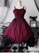 Retro Classical Elegant Wine Red Jacquard Fabric Binding Band Design Gothic Lolita Sleeveless Dress