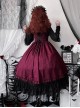 Retro Classical Elegant Wine Red Jacquard Fabric Binding Band Design Gothic Lolita Sleeveless Dress