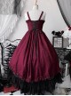 Retro Classical Elegant Wine Red Jacquard Fabric Binding Band Design Gothic Lolita Sleeveless Dress