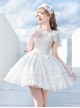 Miss Hill Series White Elegant Pure Color Binding Band Design Daily Classic Lolita Short Sleeve Dress