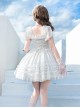Miss Hill Series White Elegant Pure Color Binding Band Design Daily Classic Lolita Short Sleeve Dress