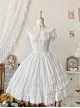 Miss Hill Series Backless Binding Band Design Elegant White Daily Classic Lolita Short Sleeve Dress