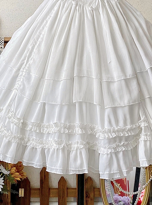 Miss Hill Series Backless Binding Band Design Elegant White Daily Classic Lolita Short Sleeve Dress