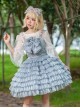 Multi-Layer Cake Skirt Series Gray Blue Simple Bowknot Decoration Daily Classic Lolita Sleeveless Dress