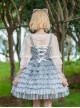 Multi-Layer Cake Skirt Series Gray Blue Simple Bowknot Decoration Daily Classic Lolita Sleeveless Dress