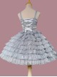 Multi-Layer Cake Skirt Series Gray Blue Simple Bowknot Decoration Daily Classic Lolita Sleeveless Dress